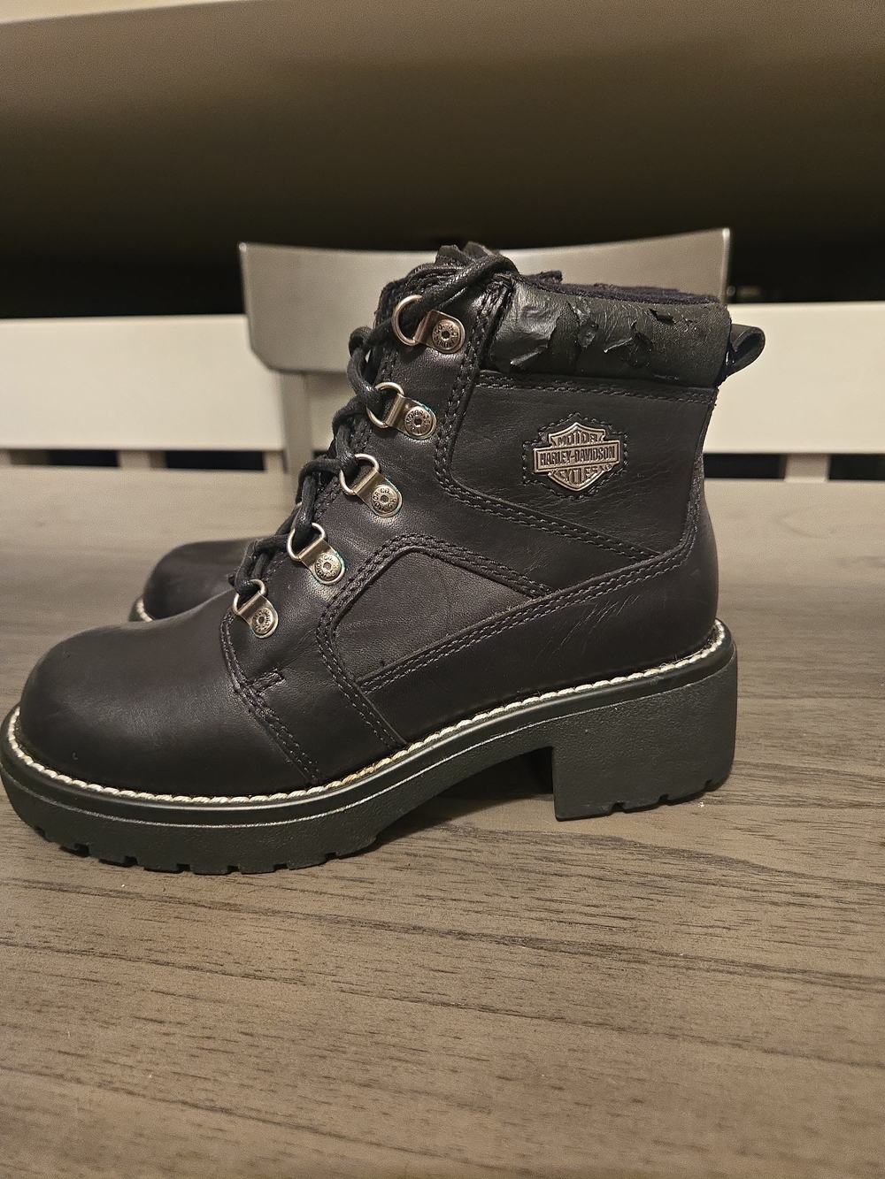 Harley Davidson Express Lane Women's Black Leather Motorcycle Boots 84008 Sz 6